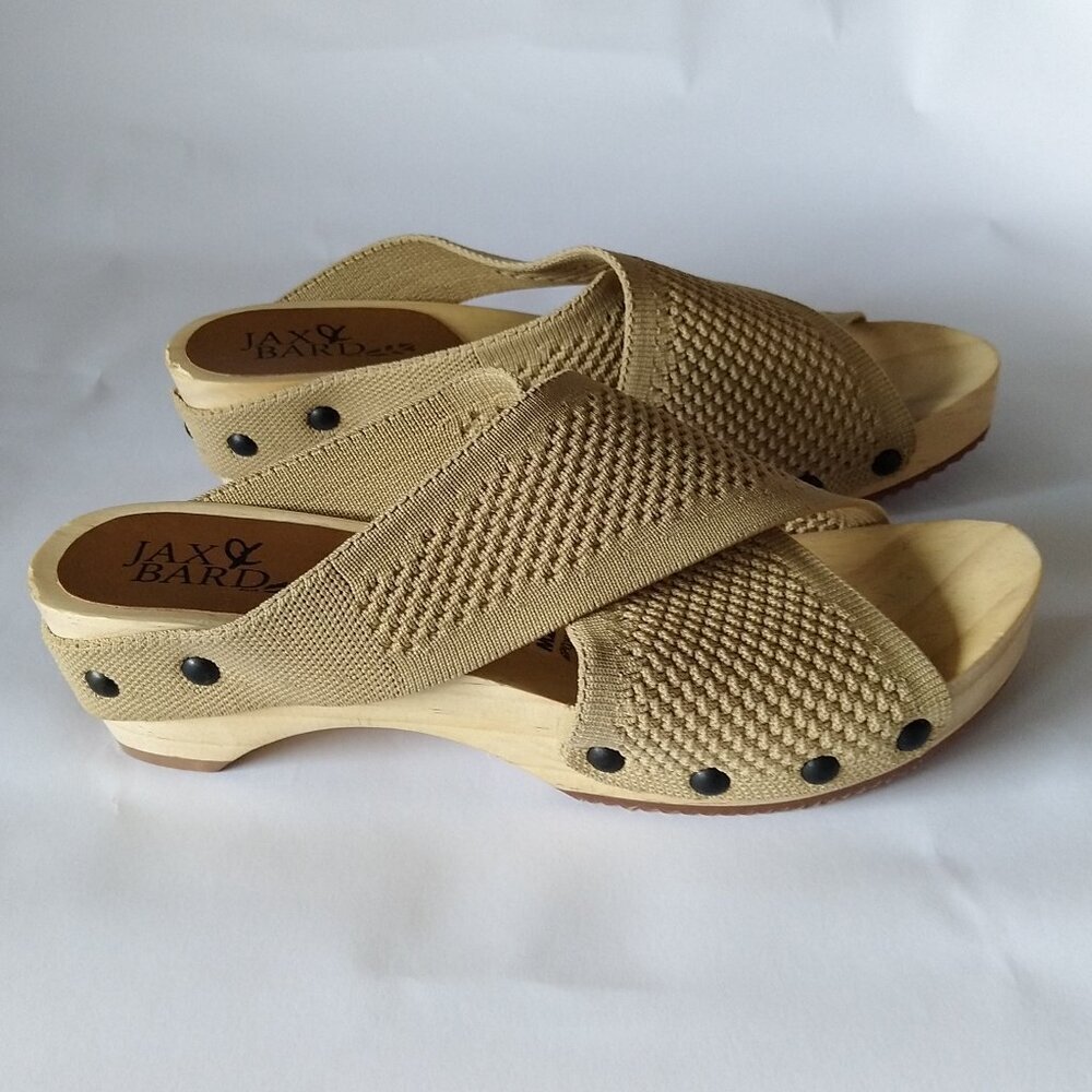 JAX & BARD Shoes Beige Libby Hill Slip On Wooden Clog Sandals 6.5 7 W Sz 37 NEW